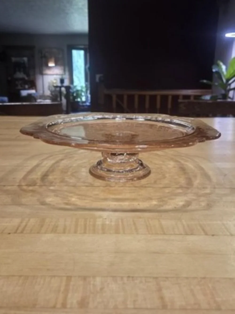 Vintage Indiana Glass Recollection Pink Madrid Pedestal Cake Stand 10.25